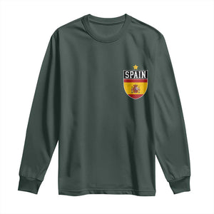 Spain 1st Star Espana Football Crest Long Sleeve Shirt TS11 Dark Forest Green Print Your Wear