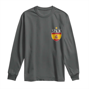 Spain 1st Star Espana Football Crest Long Sleeve Shirt TS11 Dark Heather Print Your Wear