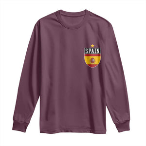 Spain 1st Star Espana Football Crest Long Sleeve Shirt TS11 Maroon Print Your Wear