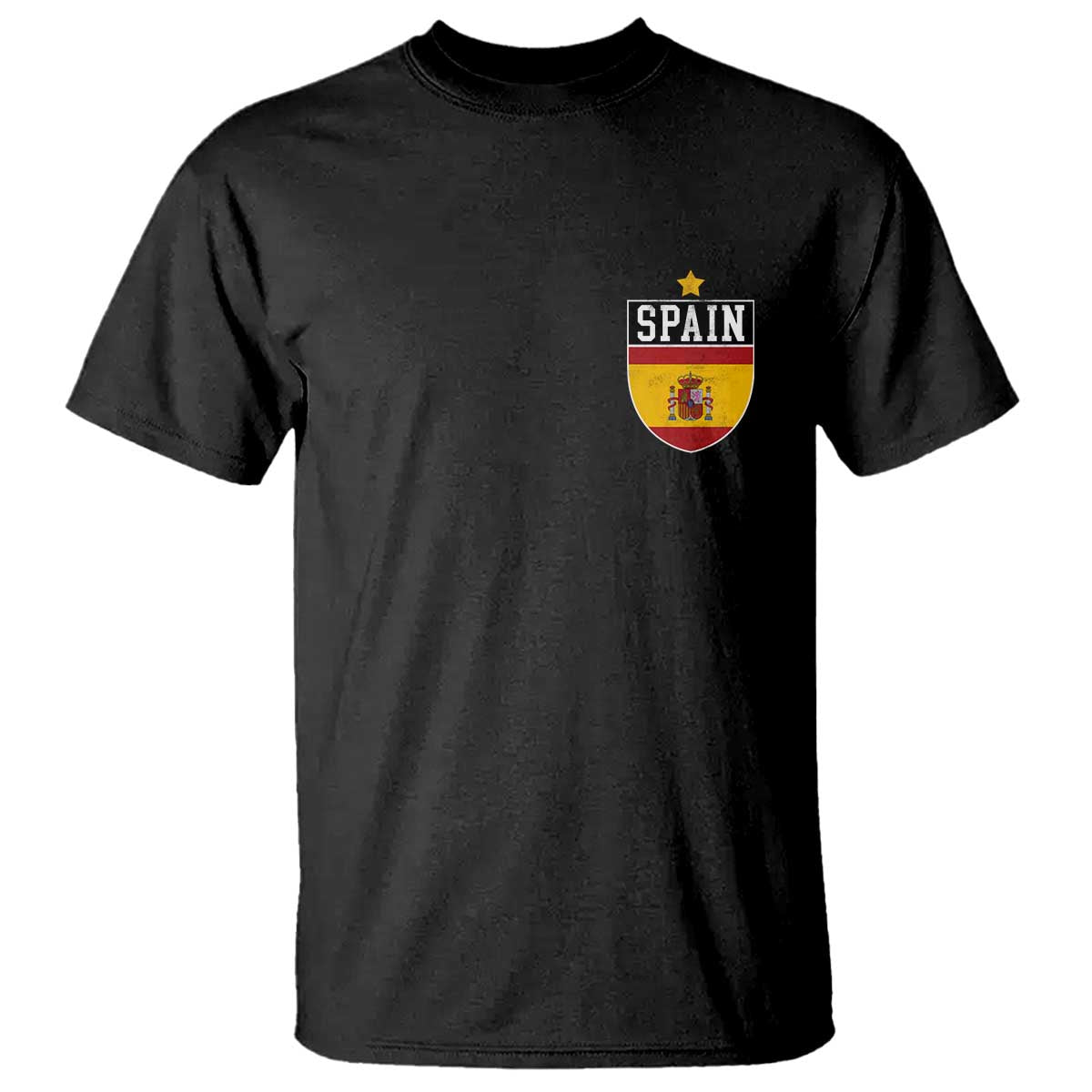 Spain 1st Star Espana Football Crest T Shirt TS11 Black Print Your Wear