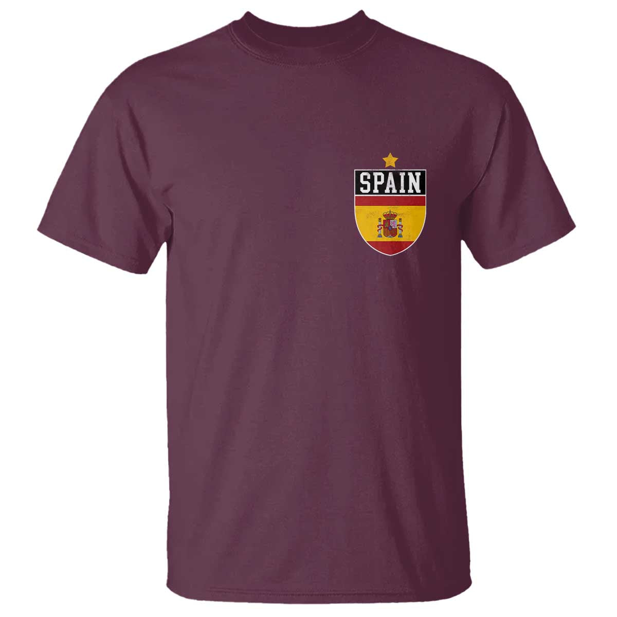 Spain 1st Star Espana Football Crest T Shirt TS11 Maroon Print Your Wear