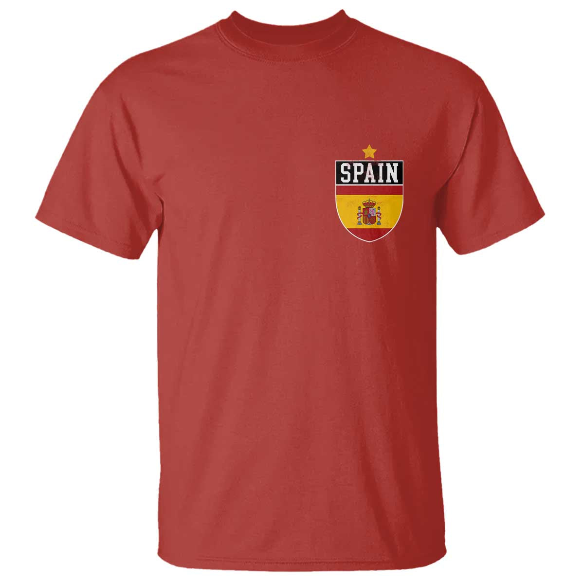 Spain 1st Star Espana Football Crest T Shirt TS11 Red Print Your Wear