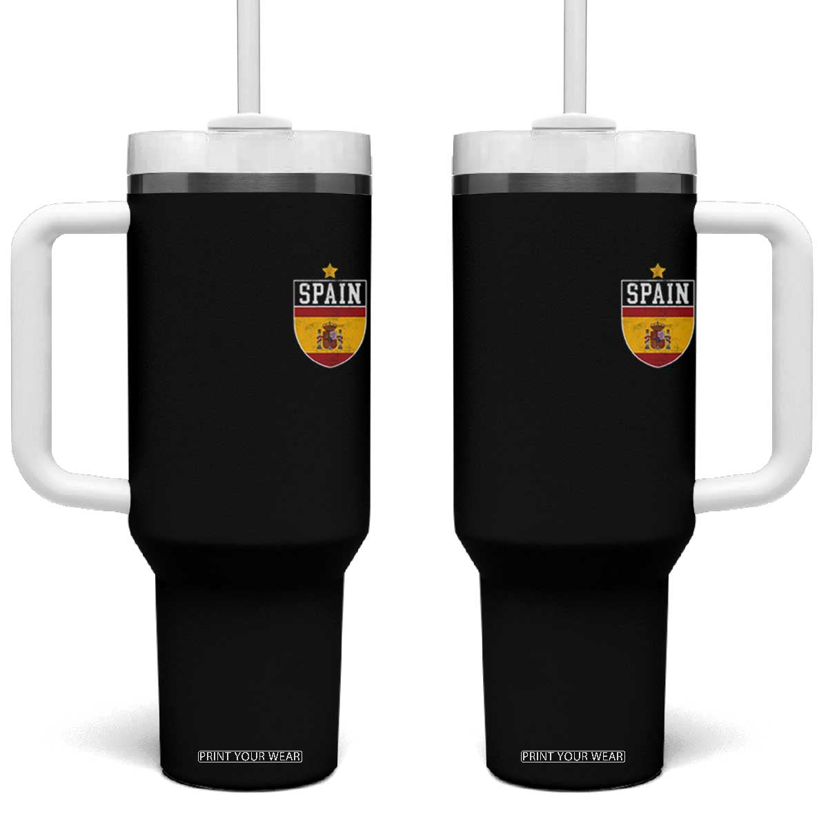 Spain 1st Star Espana Football Crest Tumbler With Handle TS11 One Size: 40 oz Black Print Your Wear