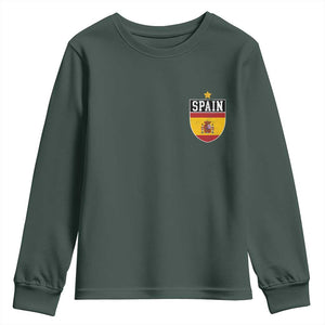 Spain 1st Star Espana Football Crest Youth Sweatshirt TS11 Dark Forest Green Print Your Wear