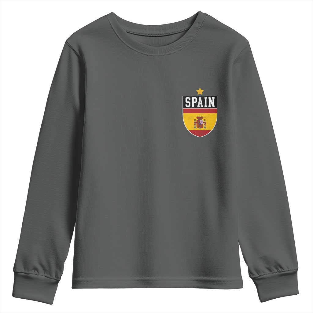 Spain 1st Star Espana Football Crest Youth Sweatshirt TS11 Dark Heather Print Your Wear