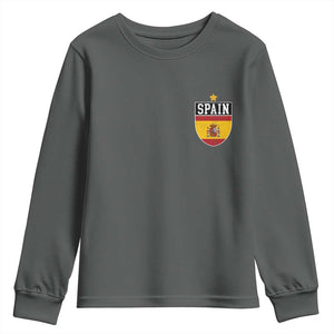 Spain 1st Star Espana Football Crest Youth Sweatshirt TS11 Dark Heather Print Your Wear