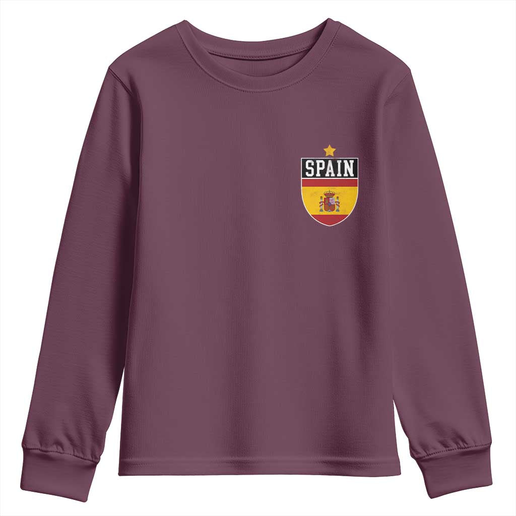 Spain 1st Star Espana Football Crest Youth Sweatshirt TS11 Maroon Print Your Wear