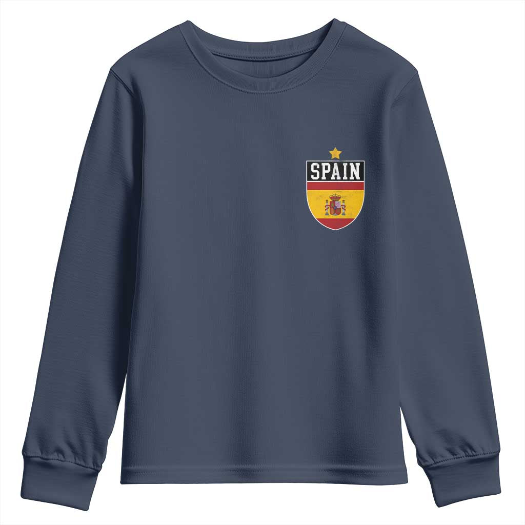 Spain 1st Star Espana Football Crest Youth Sweatshirt TS11 Navy Print Your Wear