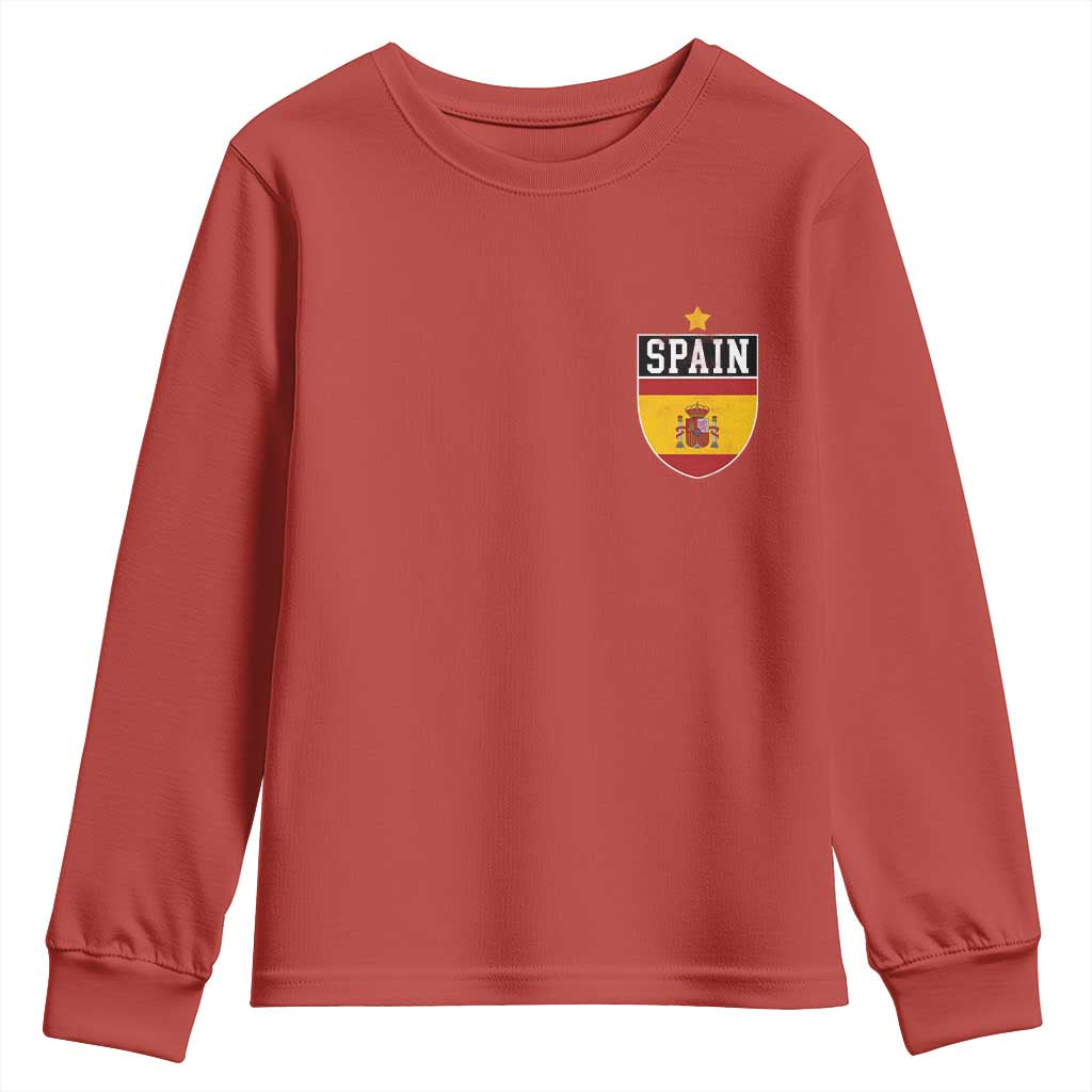 Spain 1st Star Espana Football Crest Youth Sweatshirt TS11 Red Print Your Wear