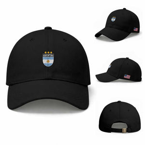 Argentina 3rd Star Vintage Argentine Football Crest Baseball Cap TS11 Baseball Cap Universal Fit Black Print Your Wear