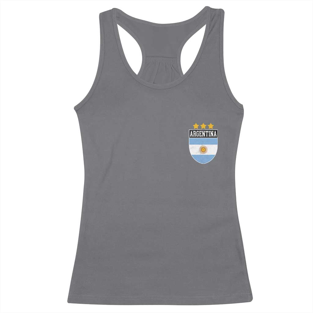 Argentina 3rd Star Vintage Argentine Football Crest Racerback Tank Top TS11 Charcoal Print Your Wear
