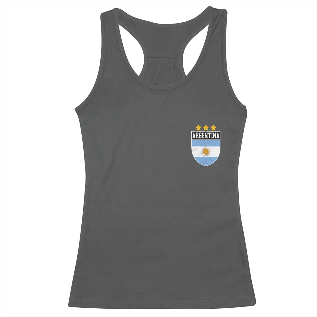 Argentina 3rd Star Vintage Argentine Football Crest Racerback Tank Top TS11 Dark Heather Print Your Wear