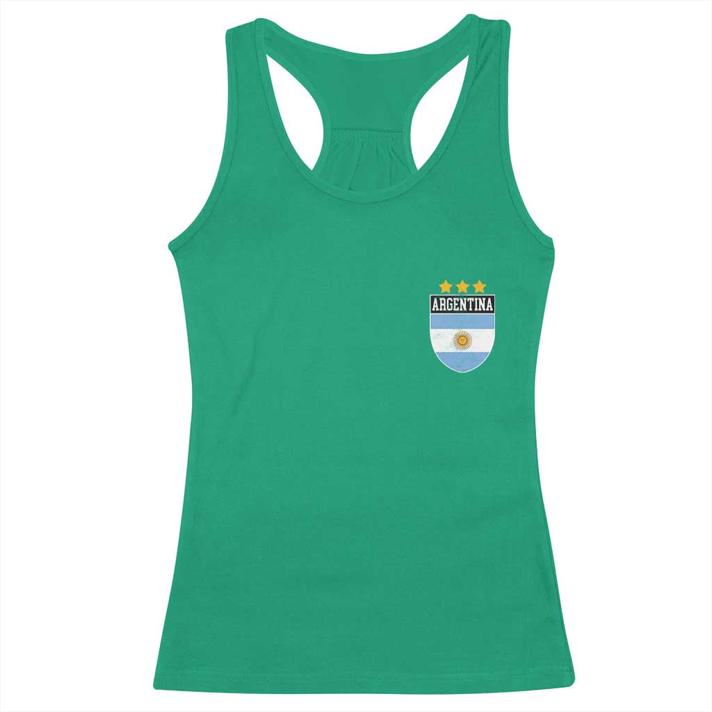 Argentina 3rd Star Vintage Argentine Football Crest Racerback Tank Top TS11 Irish Green Print Your Wear