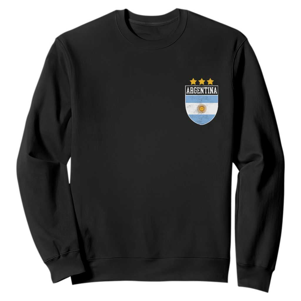Argentina 3rd Star Vintage Argentine Football Crest Sweatshirt TS11 Black Print Your Wear