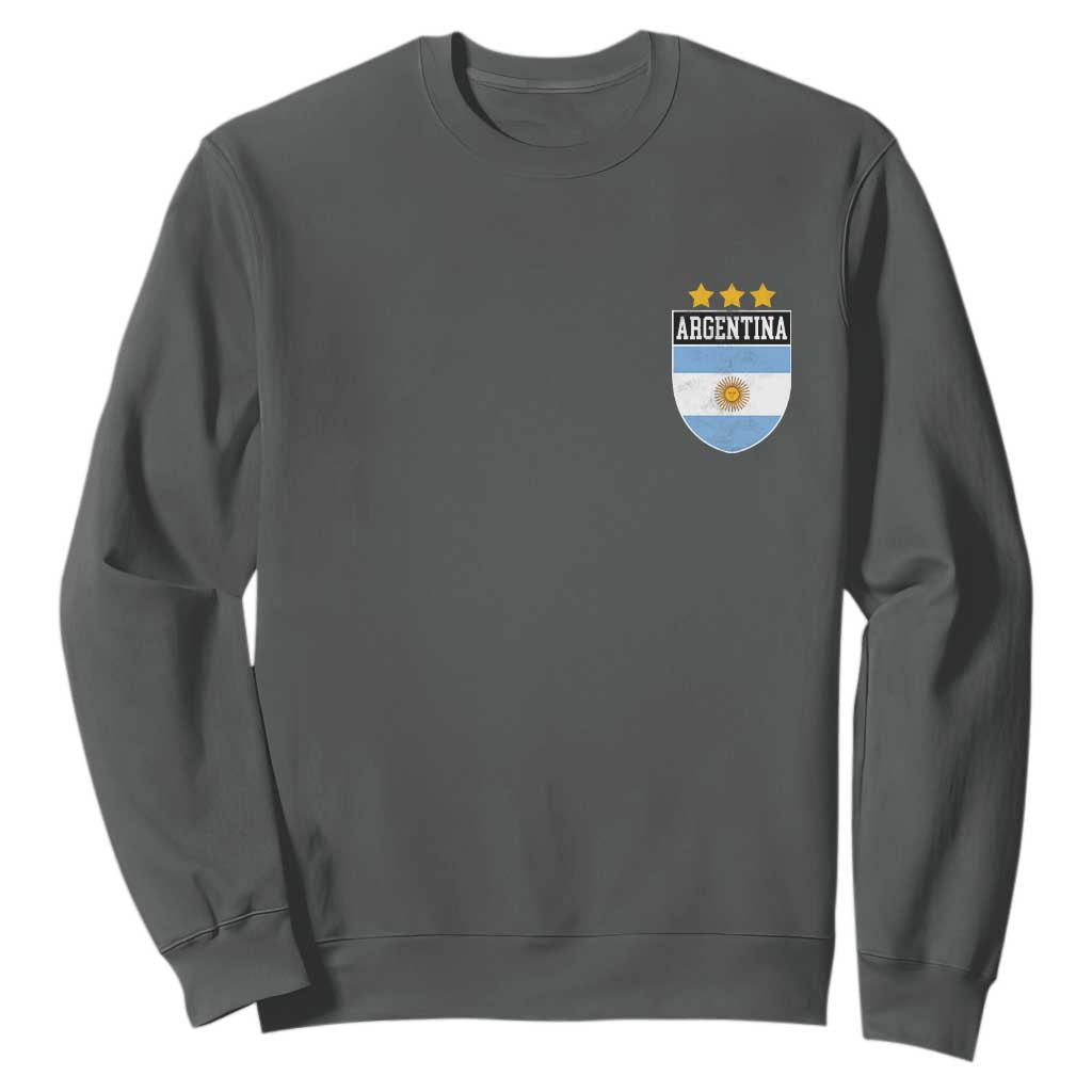 Argentina 3rd Star Vintage Argentine Football Crest Sweatshirt TS11 Dark Heather Print Your Wear