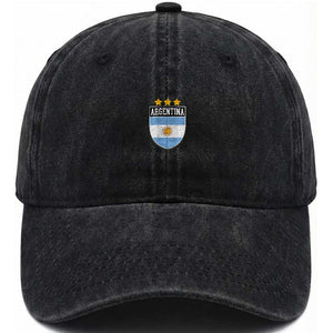 Argentina 3rd Star Vintage Argentine Football Crest Washed Cotton Baseball Cap TS11 Print Your Wear
