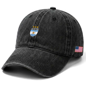 Argentina 3rd Star Vintage Argentine Football Crest Washed Cotton Baseball Cap TS11 Print Your Wear