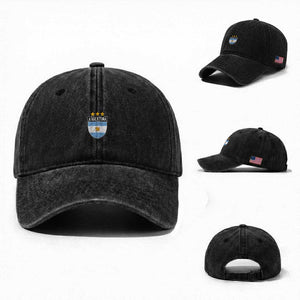 Argentina 3rd Star Vintage Argentine Football Crest Washed Cotton Baseball Cap TS11 Washed Cap Universal Fit Black Print Your Wear