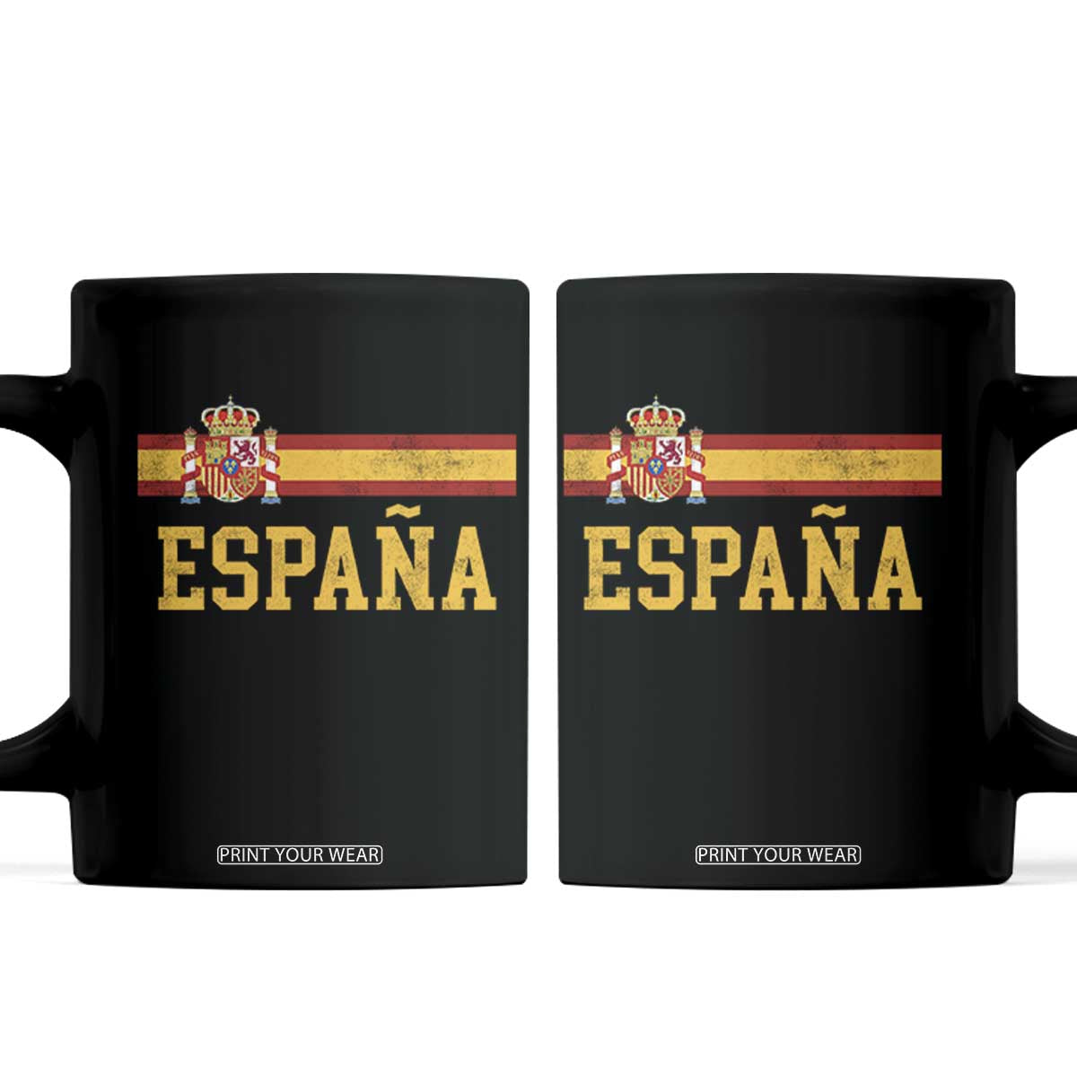 Espana Pride Vintage Spain Coat of Arms Patriotic Spainish Flag Coffee Mug TS11 Black Print Your Wear