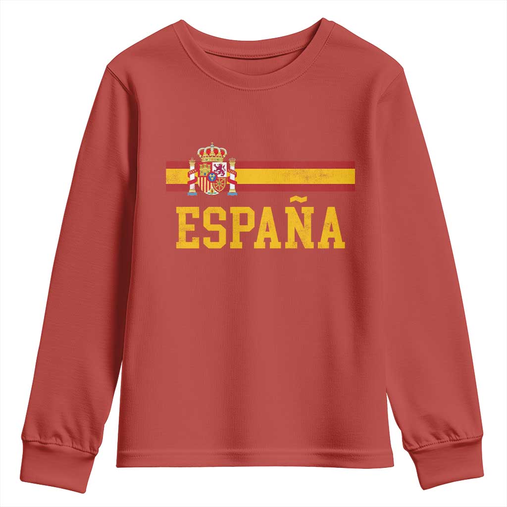 Espana Pride Vintage Spain Coat of Arms Patriotic Spainish Flag Youth Sweatshirt TS11 Red Print Your Wear