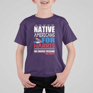 Native Americans For Harris We Choose Freedom T Shirt For Kid Indigenous Vote For Kamala 2024 TS11 Purple Print Your Wear