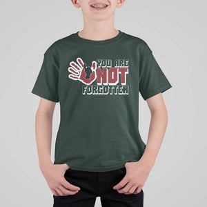 Native American Women T Shirt For Kid You Are Not Forgotten Stop MMIW Red Hand TS11 Dark Forest Green Print Your Wear