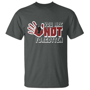 Native American Women T Shirt You Are Not Forgotten Stop MMIW Red Hand TS11 Dark Heather Print Your Wear