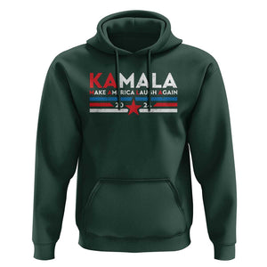 Harris 2024 Hoodie Make America Laugh Again Kamala Vintage Star TS11 Dark Forest Green Print Your Wear