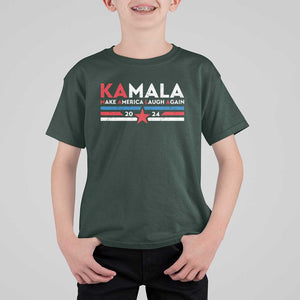 Harris 2024 T Shirt For Kid Make America Laugh Again Kamala Vintage Star TS11 Dark Forest Green Print Your Wear