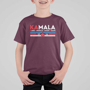 Harris 2024 T Shirt For Kid Make America Laugh Again Kamala Vintage Star TS11 Maroon Print Your Wear