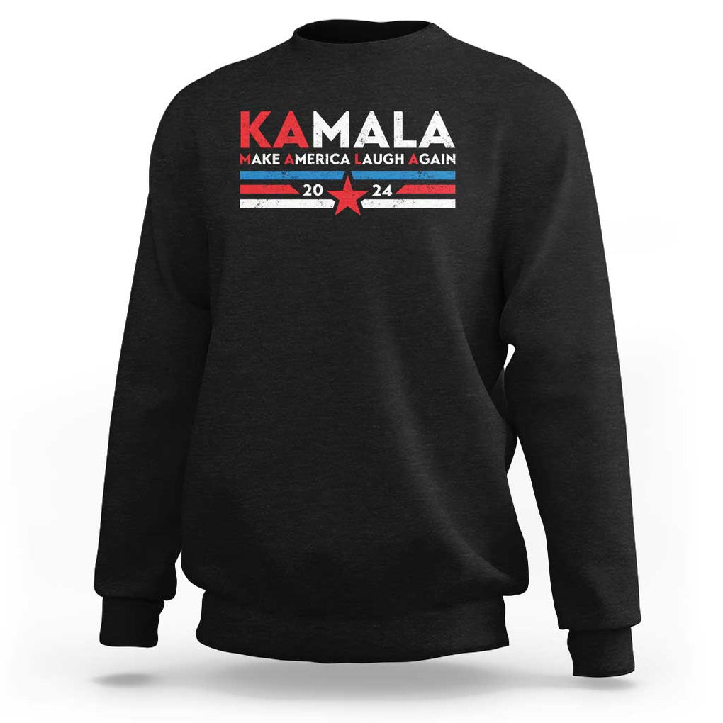 Harris 2024 Sweatshirt Make America Laugh Again Kamala Vintage Star TS11 Black Print Your Wear