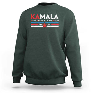 Harris 2024 Sweatshirt Make America Laugh Again Kamala Vintage Star TS11 Dark Forest Green Print Your Wear