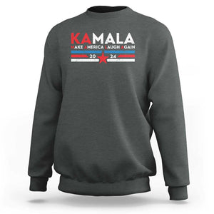 Harris 2024 Sweatshirt Make America Laugh Again Kamala Vintage Star TS11 Dark Heather Print Your Wear