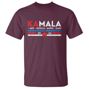 Harris 2024 T Shirt Make America Laugh Again Kamala Vintage Star TS11 Maroon Print Your Wear