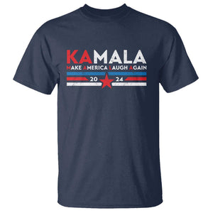 Harris 2024 T Shirt Make America Laugh Again Kamala Vintage Star TS11 Navy Print Your Wear