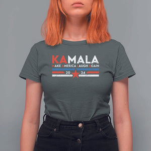 Harris 2024 T Shirt For Women Make America Laugh Again Kamala Vintage Star TS11 Dark Heather Print Your Wear