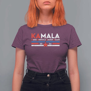 Harris 2024 T Shirt For Women Make America Laugh Again Kamala Vintage Star TS11 Maroon Print Your Wear