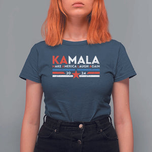 Harris 2024 T Shirt For Women Make America Laugh Again Kamala Vintage Star TS11 Navy Print Your Wear