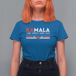 Harris 2024 T Shirt For Women Make America Laugh Again Kamala Vintage Star TS11 Royal Blue Print Your Wear