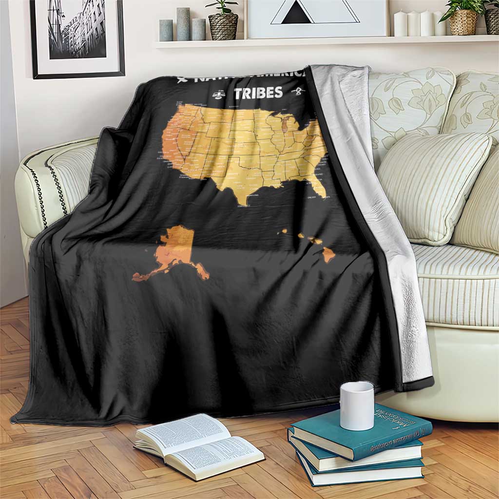 Native American Tribes Throw Blanket Vintage Native American Map US History TS11 Print Your Wear