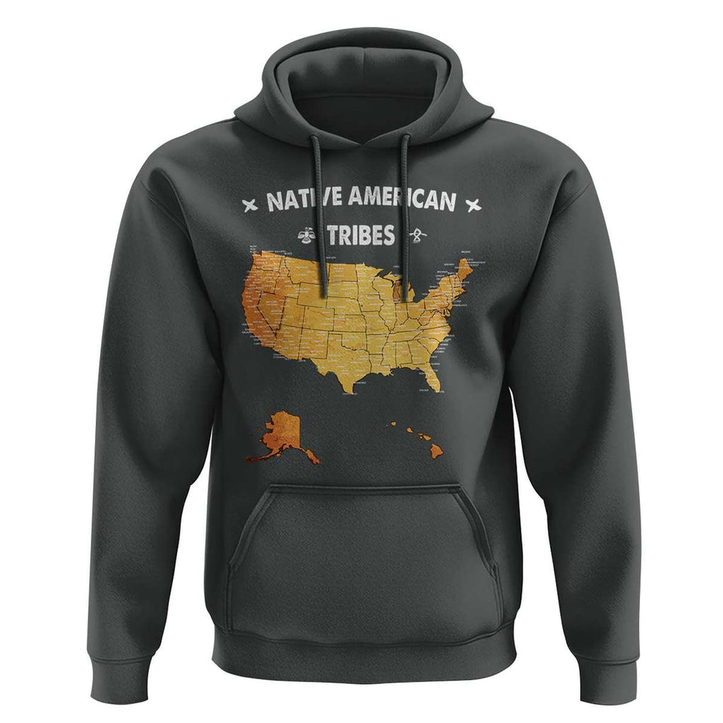 Native American Tribes Hoodie Vintage Native American Map US History TS11 Dark Heather Print Your Wear