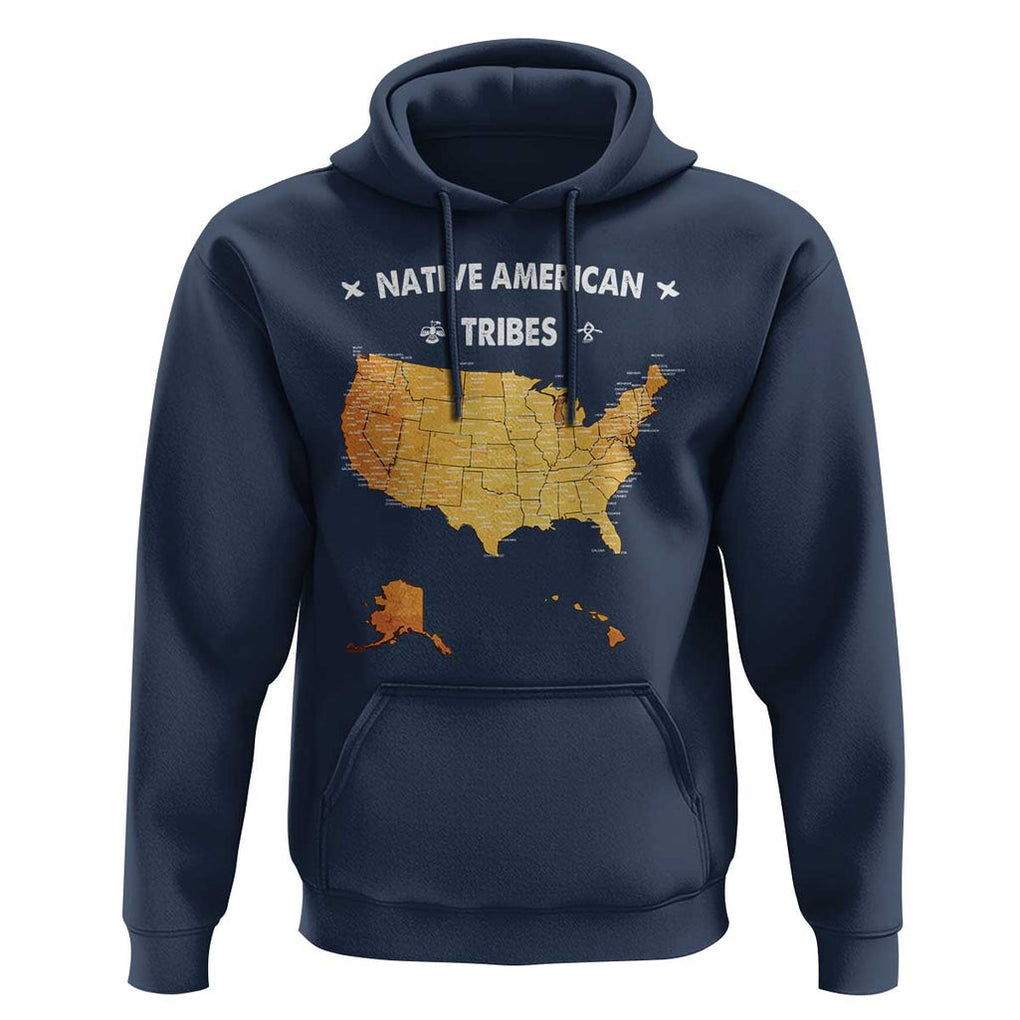 Native American Tribes Hoodie Vintage Native American Map US History TS11 Navy Print Your Wear