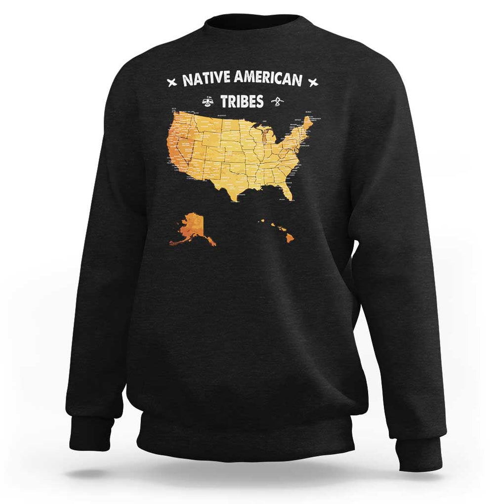 Native American Tribes Sweatshirt Vintage Native American Map US History TS11 Black Print Your Wear