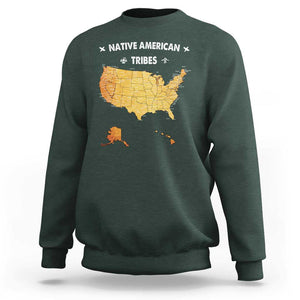 Native American Tribes Sweatshirt Vintage Native American Map US History TS11 Dark Forest Green Print Your Wear