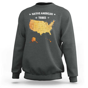 Native American Tribes Sweatshirt Vintage Native American Map US History TS11 Dark Heather Print Your Wear