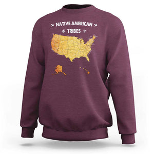 Native American Tribes Sweatshirt Vintage Native American Map US History TS11 Maroon Print Your Wear