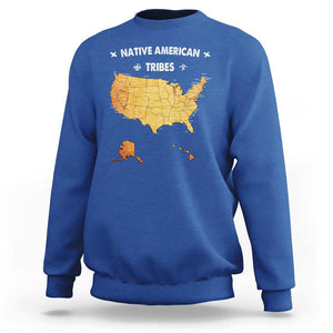 Native American Tribes Sweatshirt Vintage Native American Map US History TS11 Royal Blue Print Your Wear