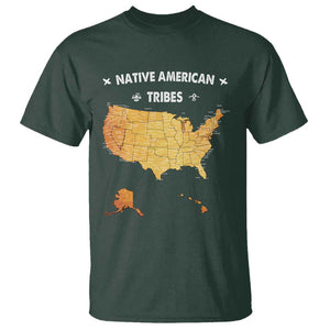 Native American Tribes T Shirt Vintage Native American Map US History TS11 Dark Forest Green Print Your Wear