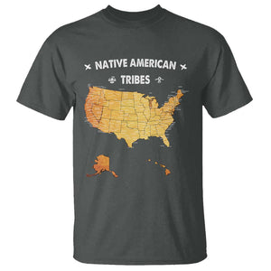 Native American Tribes T Shirt Vintage Native American Map US History TS11 Dark Heather Print Your Wear