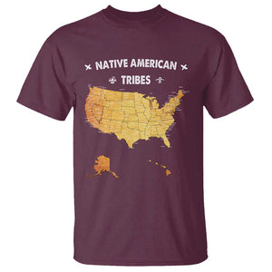 Native American Tribes T Shirt Vintage Native American Map US History TS11 Maroon Print Your Wear